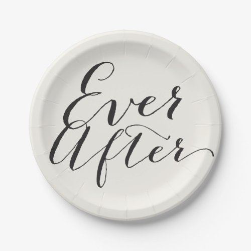 Ever After Classic Script Chic Calligraphy Wedding Paper Plates
