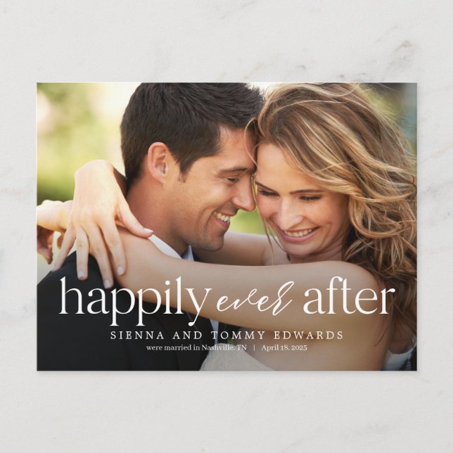 Ever After Editable Color Wedding Announcement Postcard (Front)