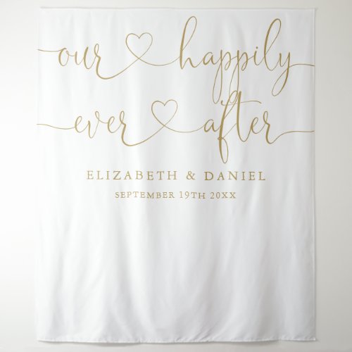 Ever After Gold Heart Wedding Photo Backdrop