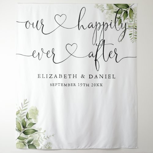 Ever After Script Greenery Wedding Photo Backdrop