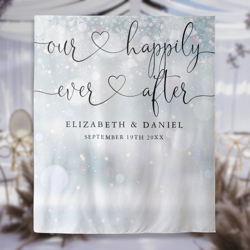 Ever After Script Winter Wedding Photo Backdrop