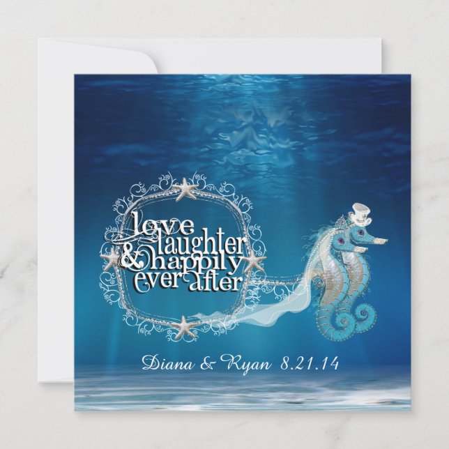 Ever After Seahorses Invitation (Front)