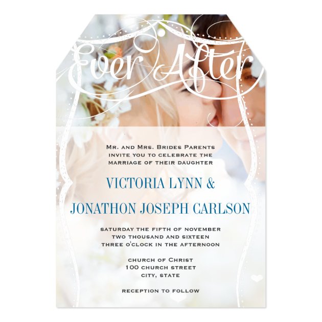 Ever After Typography Your Photo Wedding Invite