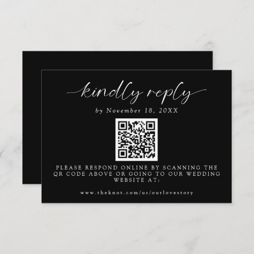 Ever After Wedding Minimal QR Code Kindly Reply  R RSVP Card