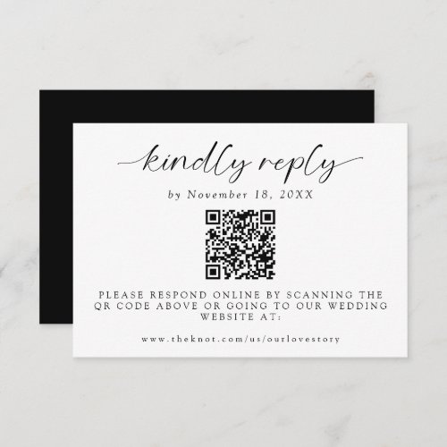 Ever After Wedding Minimal QR Code Kindly Reply  RSVP Card