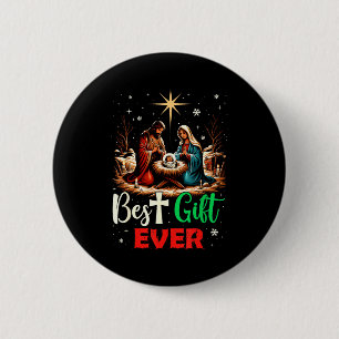 Ever Christmas Cool Jesus Nativity Scene Christian Button