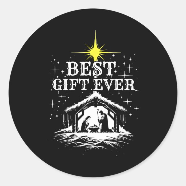 Ever Christmas Cool Jesus Nativity Scene Christian Classic Round Sticker (Front)