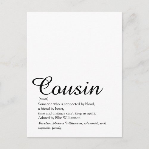 Ever Cousin Definition Elegant Script Postcard