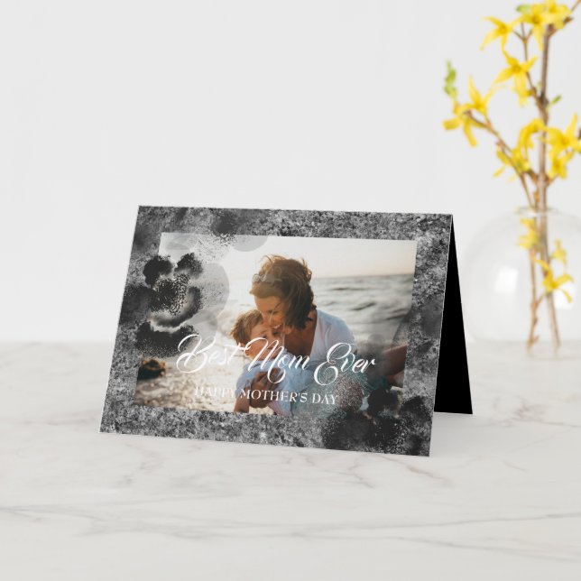  Ever Custom Mother's Day Photo Floral Best Mom Card (Yellow Flower)
