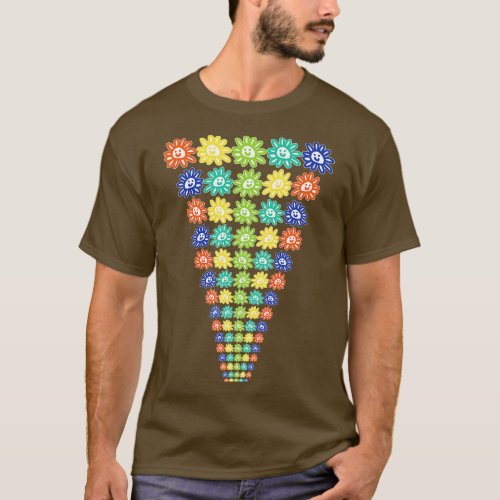 Ever Decreasing Rows of Smiley Face Daisy Flowers T_Shirt