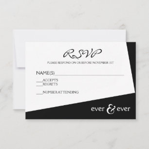 Ever & Ever Black & White Angle - RSVP Card