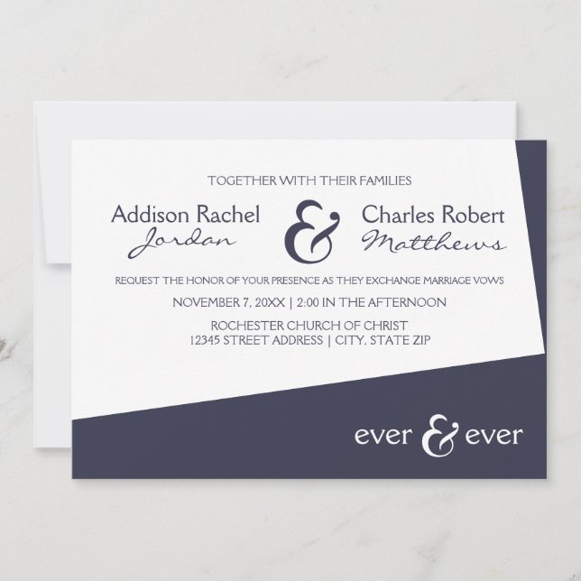 Ever & Ever Blue Angle - Wedding Invitation (Front)