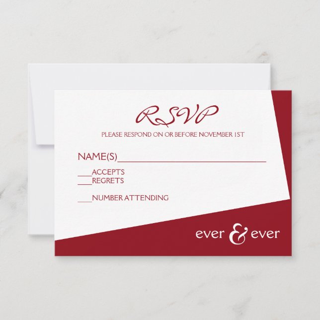 Ever & Ever Burgundy Angle - RSVP Card (Front)