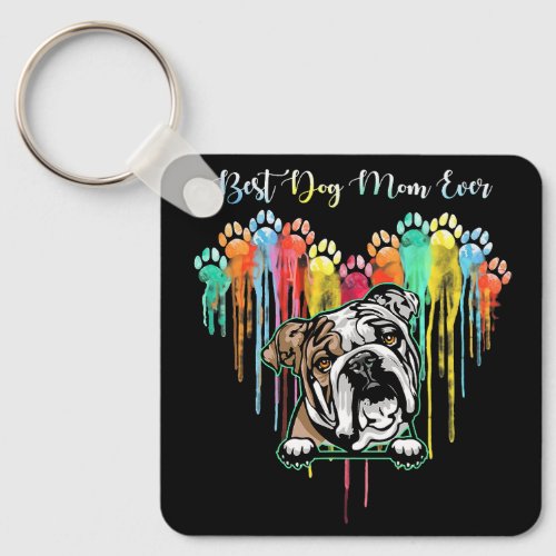 Ever Heart  Bulldog Dog Lover Keychain