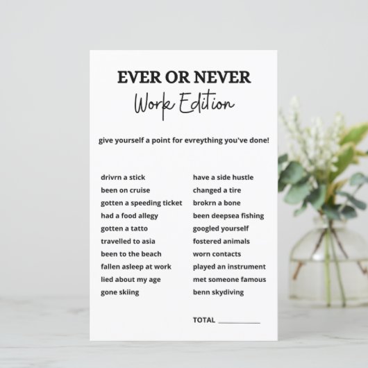Ever or Never Work Game, Office Party Games (Standing Front)