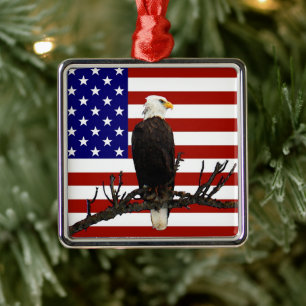 Ever Vigilant Bald Eagle Metal Ornament