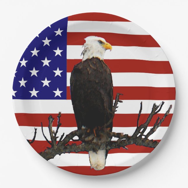 Ever Vigilant Bald Eagle Paper Plates (Front)