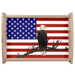 Ever Vigilant Bald Eagle Serving Tray