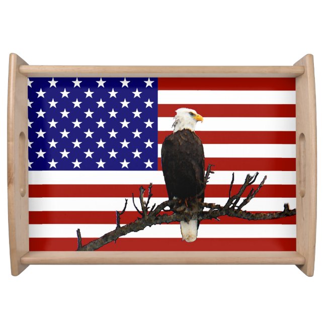 Ever Vigilant Bald Eagle Serving Tray (Front)