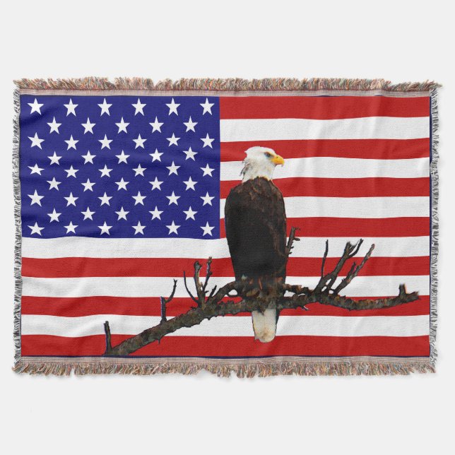 Ever Vigilant Bald Eagle Throw Blanket (Front)