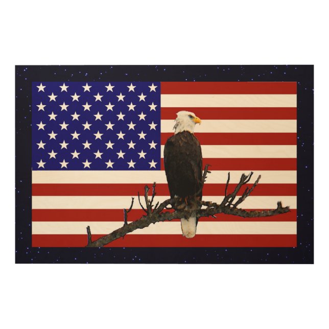 Ever Vigilant Bald Eagle Wood Wall Decor (Front)