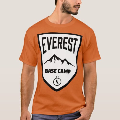 Everest Base Camp Shield Black and White  T_Shirt