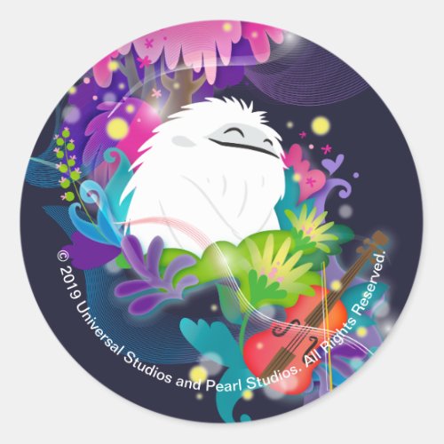 Everest With Flowers and a Violin Classic Round Sticker