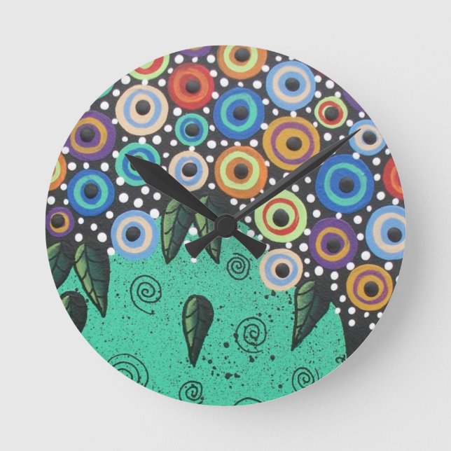 Everett_ Day Of The Dead, Bird Art, Funny, Cute Round Clock (Front)