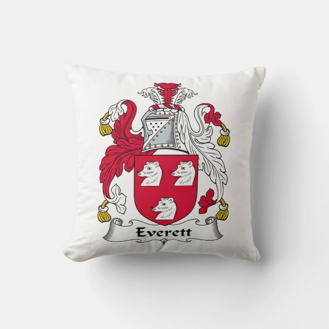 Everett Family Crest Throw Pillow (Front)