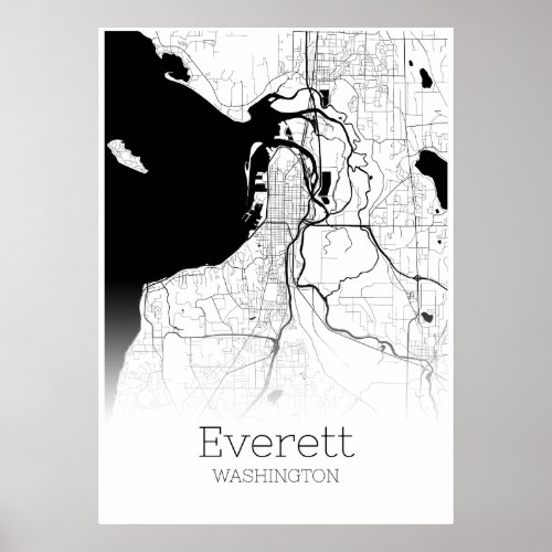 Everett Map _ Washington _ City Map Poster