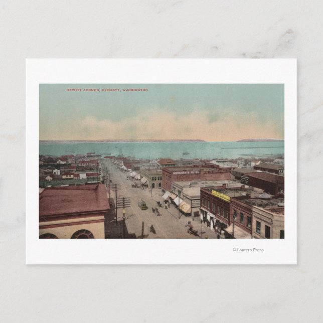 Everett, WAView of Hewitt Ave.Everett, WA Postcard (Front)