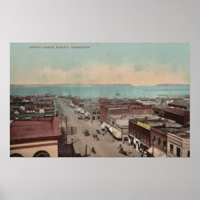 Everett, WAView of Hewitt Ave.Everett, WA Poster (Front)