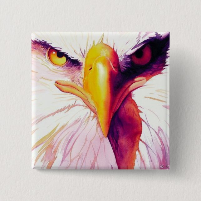 "Everette" Bald Eagle Watercolor Button (Front)