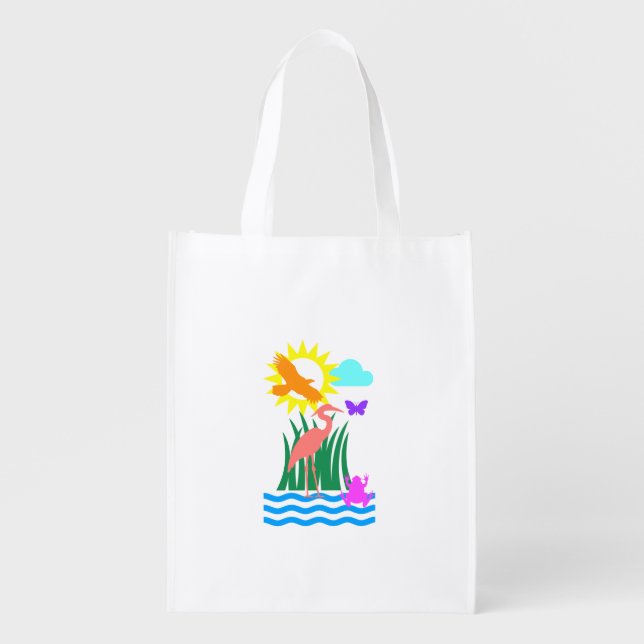 Everglade Creatures Grocery Bag (Front)