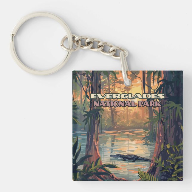 Everglades National Park Alligator Swamp Florida Keychain (Front)