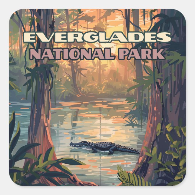 Everglades National Park Alligator Swamp Florida Square Sticker (Front)