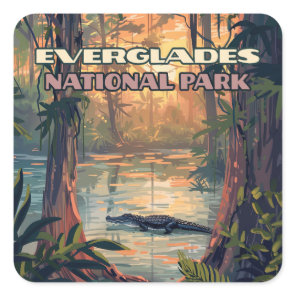 Everglades National Park Alligator Swamp Florida Square Sticker