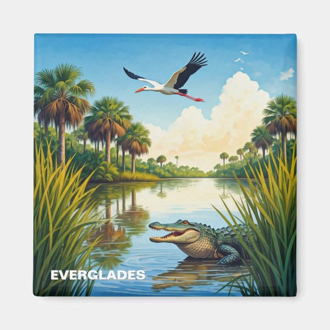 Everglades National Park Florida Alligator Heron Magnet (Front)