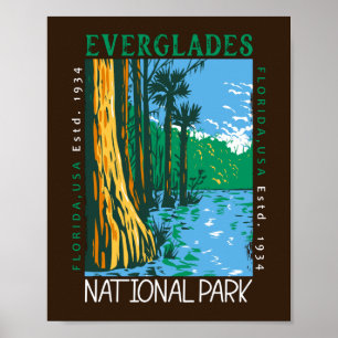 Everglades National Park Florida Distressed Retro Poster