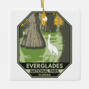 Everglades National Park Florida Egret Vintage  Ceramic Ornament
