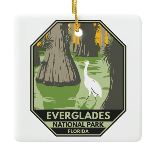 Everglades National Park Florida Egret Vintage  Ceramic Ornament