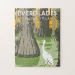 Everglades National Park Florida Egret Vintage Jigsaw Puzzle<br><div class="desc">Everglades vector artwork design. The park is made up of coastal mangroves,  sawgrass marshes and pine flatwoods that are home to hundreds of animal species.</div>
