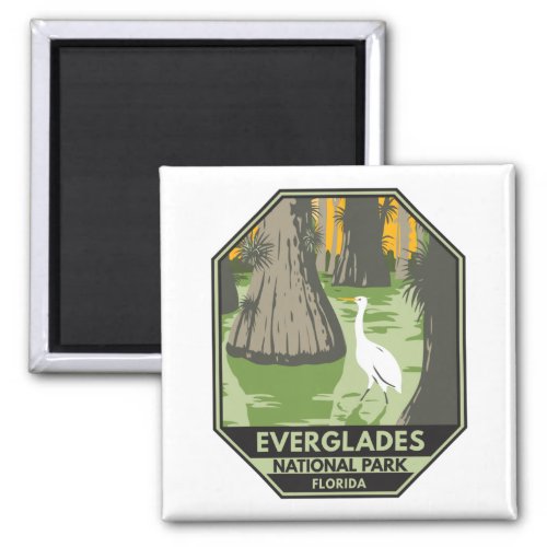 Everglades National Park Florida Egret Vintage  Magnet