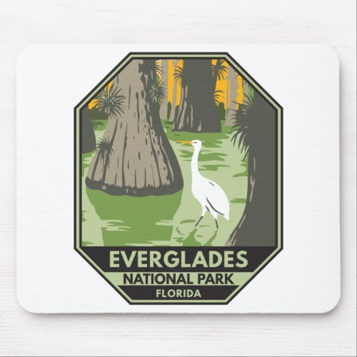 Everglades National Park Florida Egret Vintage  Mouse Pad