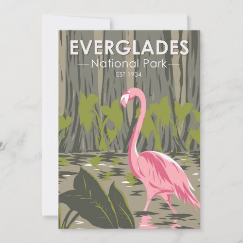  Everglades National Park Florida Flamingo Vintage Holiday Card