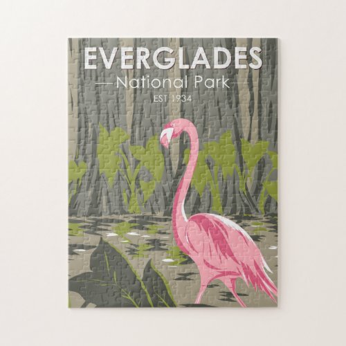  Everglades National Park Florida Flamingo Vintage Jigsaw Puzzle