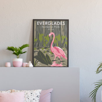 Everglades National Park Florida Flamingo Vintage Poster by Kris_and_Friends at Zazzle