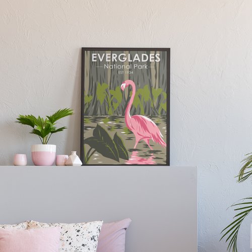  Everglades National Park Florida Flamingo Vintage Poster