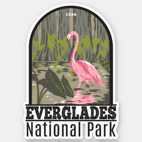 Everglades National Park Florida Flamingo Vintage Sticker