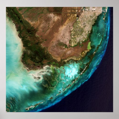 Everglades National Park Florida Keys Satellite Poster